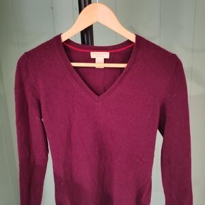 Cashmere V-Neck Burgundy Sweater